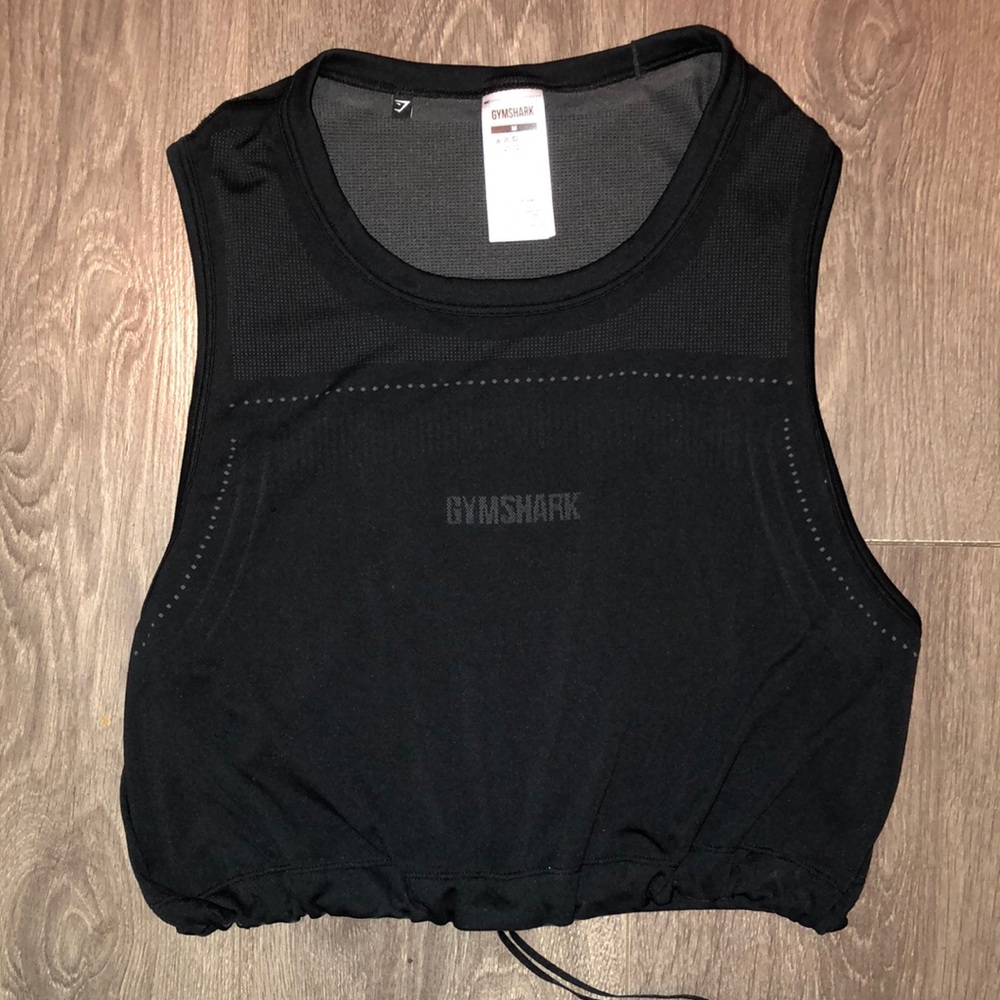 Gymshark drawstring lightweight seamless workout tank black size medium